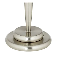 360 Lighting Deco Modern Accent Table Lamp 17" High Brushed Steel Touch On Off White Glass Dome Shade for Bedroom Bedside Nightstand Office Famil