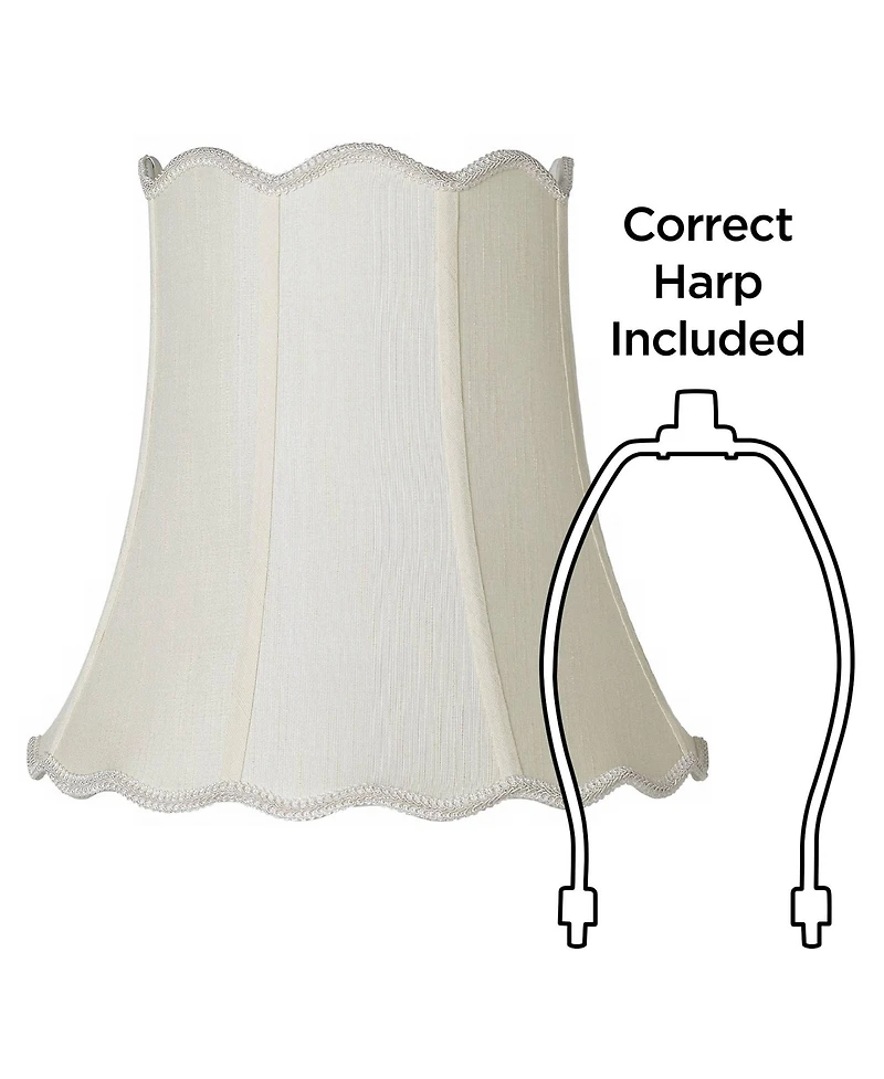 Imperial Shade Creme Medium Scallop Bell Lamp Shade 10" Top x 16" Bottom x 15" Slant x 14.75 High (Spider) Replacement with Harp and Fi