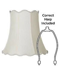 Imperial Shade Creme Medium Scallop Bell Lamp Shade 10" Top x 16" Bottom x 15" Slant x 14.75 High (Spider) Replacement with Harp and Fi