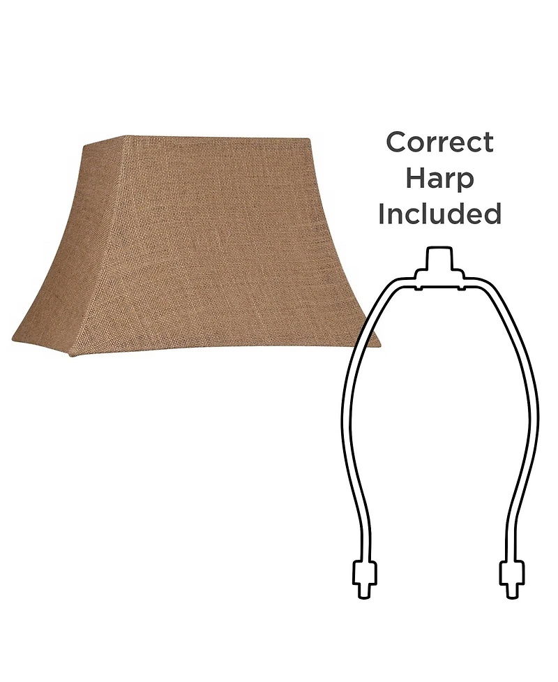 Springcrest Natural Burlap Medium Rectangle Lamp Shade 10" Wide x 7" Deep at Top and 16" Wide x 12" Deep at Bottom and 11" Sl