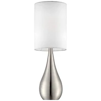 360 Lighting Modern Accent Table Lamp 21" High Brushed Nickel Metal Teardrop White Cylinder Shade for Bedroom Living Room House Bedside Nightstan