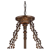 Robert Louis Tiffany Bronze Pendant Chandelier 24" Wide Tiffany Style Ornamental Stained Glass Bowl Fixture Dining Room Kitchen