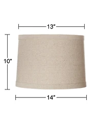 Springcrest Natural Linen Medium Drum Lamp Shade 13" Top x 14" Bottom x 10" High (Spider) Replacement with Harp and Finial