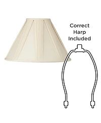 Springcrest Collection Empire Lamp Shade Ivory French Drape Large 6" Top x 17" Bottom x 12" High Spider Harp and Finial Fitting