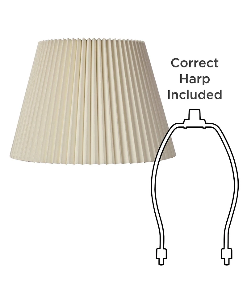 Springcrest Ivory Linen Knife Pleat Medium Lamp Shade 9" Top x 14.5" Bottom x 10" High (Spider) Replacement with Harp and Finial