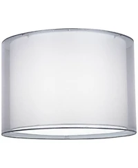 Springcrest Silver and White Double Sheer Medium Drum Lamp Shade 16" Top x 16" Bottom x 11" High (Spider) Replacement with Harp and Fin