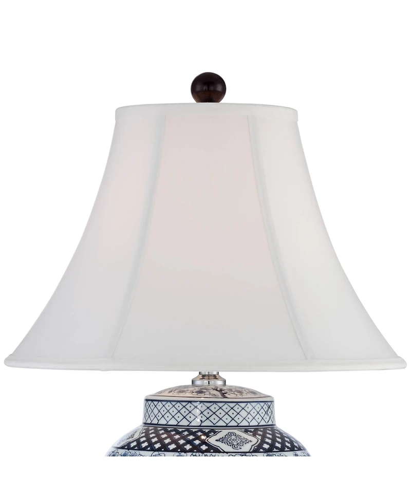 Barnes and Ivy Shonna Traditional Table Lamp 27" Tall Blue White Garden Bird Bell Shade for Bedroom Living Room Bedside Nightstand Office Family