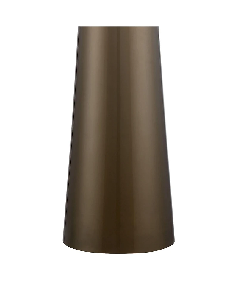 Possini Euro Design Karen Modern Table Lamp 36" Tall Dark Gold Glass Off White Fabric Drum Shade for Bedroom Living Room Bedside Nightstand Offic