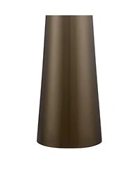 Possini Euro Design Karen Modern Table Lamp 36" Tall Dark Gold Glass Off White Fabric Drum Shade for Bedroom Living Room Bedside Nightstand Offic