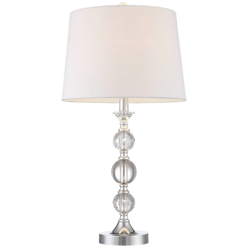 360 Lighting Solange 25" High Modern Glam Table Lamps Set of 2 Silver Finish Stacked Crystal White Shade Living Room Bedroom