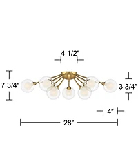 Possini Euro Design Spheres Modern Ceiling Light Flush Mount Fixture 28" Wide Warm Brass 9-Light Led Clear Globe Glass for Bedroom Kitchen Living