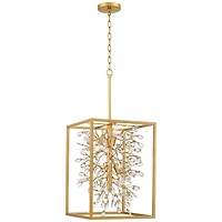 Possini Euro Design Light Brass Gold Pendant Chandelier 15 1/4" Wide Modern Clear Crystal 4-Light Fixture for Dining Room House