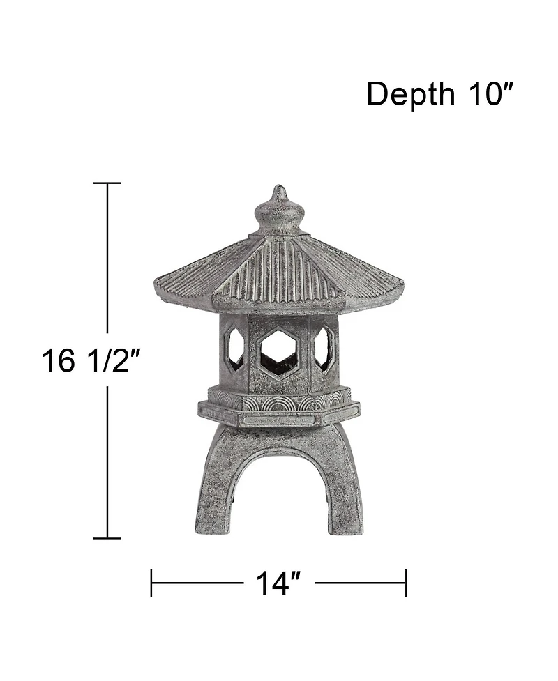 John Timberland Pagoda Statue Sculpture Asian Japanese Garden Decor Indoor Outdoor Front Porch Old Faux Stone Finish 16 1/2" Tall
