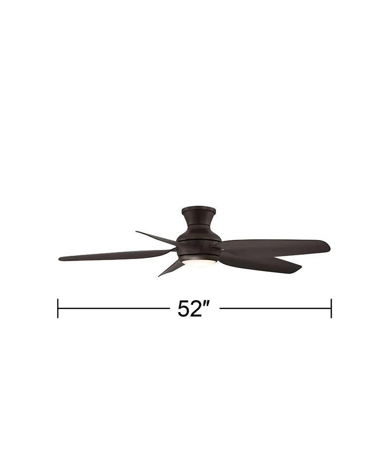 52" Casa Vieja Modern Industrial Hugger Indoor Outdoor Ceiling Fan with Led Light Remote Control Bronze Damp Rated for Patio Exterior House Home
