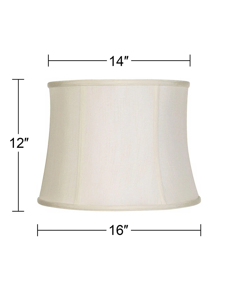 Imperial Shade Set of 2 Creme White Medium Drum Lamp Shades 14" Top x 16" Bottom x 12" High (Spider) Replacement with Harp and Finial