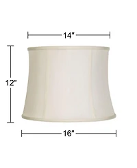 Imperial Shade Set of 2 Creme White Medium Drum Lamp Shades 14" Top x 16" Bottom x 12" High (Spider) Replacement with Harp and Finial