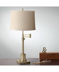 Springcrest Set of 2 Natural Linen Medium Drum Lamp Shades 13" Top x 14" Bottom x 10" High (Spider) Replacement with Harp and Finial