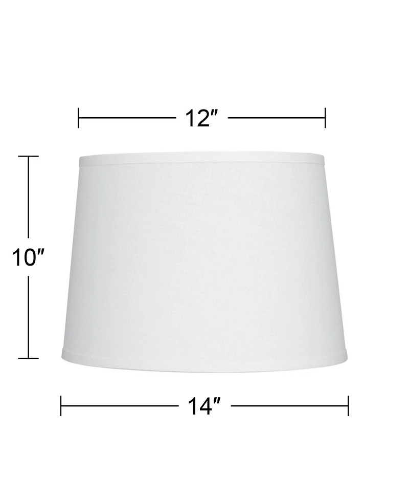 Hardback Tapered Drum Lamp Shade White Medium 12" Top x 14" Bottom x 10" High Spider with Replacement Harp and Finial Fitting - Springcrest