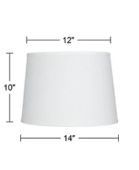 Hardback Tapered Drum Lamp Shade White Medium 12" Top x 14" Bottom x 10" High Spider with Replacement Harp and Finial Fitting - Springcrest