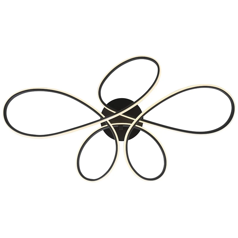 Possini Euro Design Helix Modern Semi Flush-Mount Ceiling Light Sand Black Dimmable Led Twisting 36 1/2" Wide Kitchen Living Room