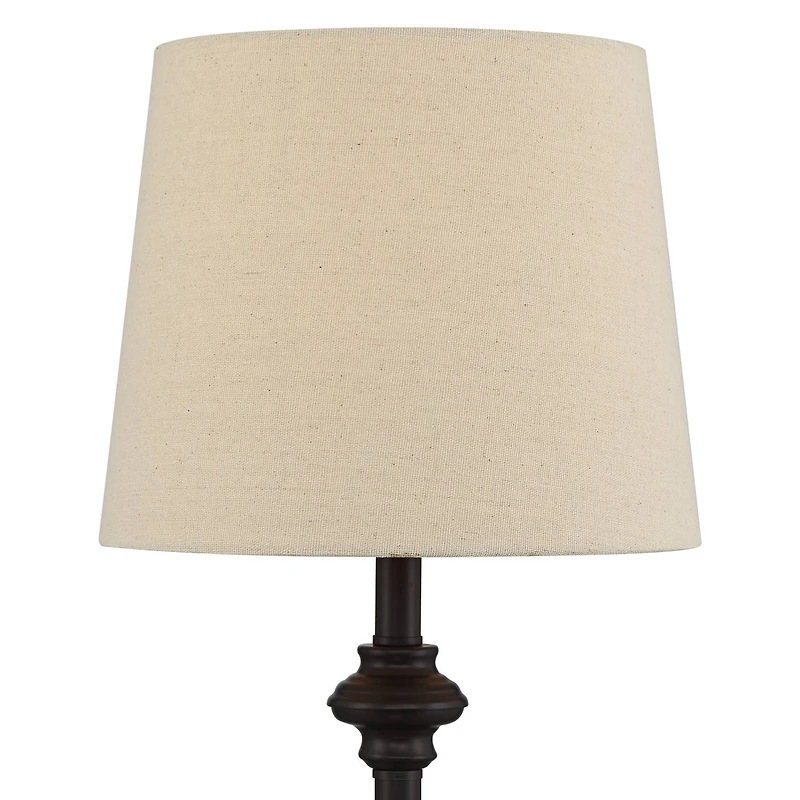 360 Lighting Carter Traditional 3 Piece Floor Table Lamp Set Bronze Metal Oatmeal Drum Shade for Bedroom Living Room Bedside Nightstand Office House