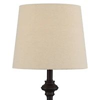 360 Lighting Carter Traditional 3 Piece Floor Table Lamp Set Bronze Metal Oatmeal Drum Shade for Bedroom Living Room Bedside Nightstand Office House