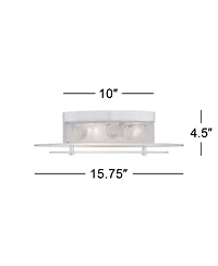 Possini Euro Design Modern Ceiling Light Flush Mount Fixture 15 3/4" Wide Gleaming White 3-Light 2-Tier Clear Frosted Glass for Bedroom Kitchen H