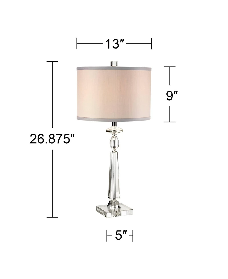 Vienna Full Spectrum Aline 26 1/2" Tall Traditional Table Lamp Clear Crystal Single Gray Shade Living Room Bedroom Bedside
