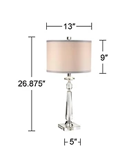 Vienna Full Spectrum Aline 26 1/2" Tall Traditional Table Lamp Clear Crystal Single Gray Shade Living Room Bedroom Bedside