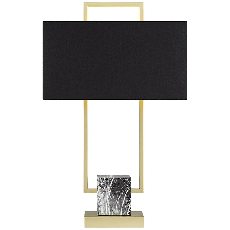 360 Lighting Carl Modern Table Lamp 24 3/4" High Gold Metal Gray Faux Marble Black Rectangular Shade for Bedroom Living Room Bedside Nightstand O