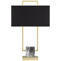 360 Lighting Carl Modern Table Lamp 24 3/4" High Gold Metal Gray Faux Marble Black Rectangular Shade for Bedroom Living Room Bedside Nightstand O