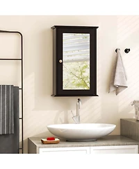 Bathroom Wall Cabinet Single Mirror Door Cupboard Storage Medicine Wood Shelf