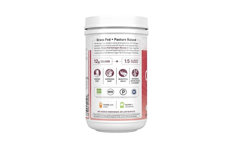 Garden of Life Grass Fed Collagen Beauty Powder, Cranberry Pomegranate, 9.52 Oz