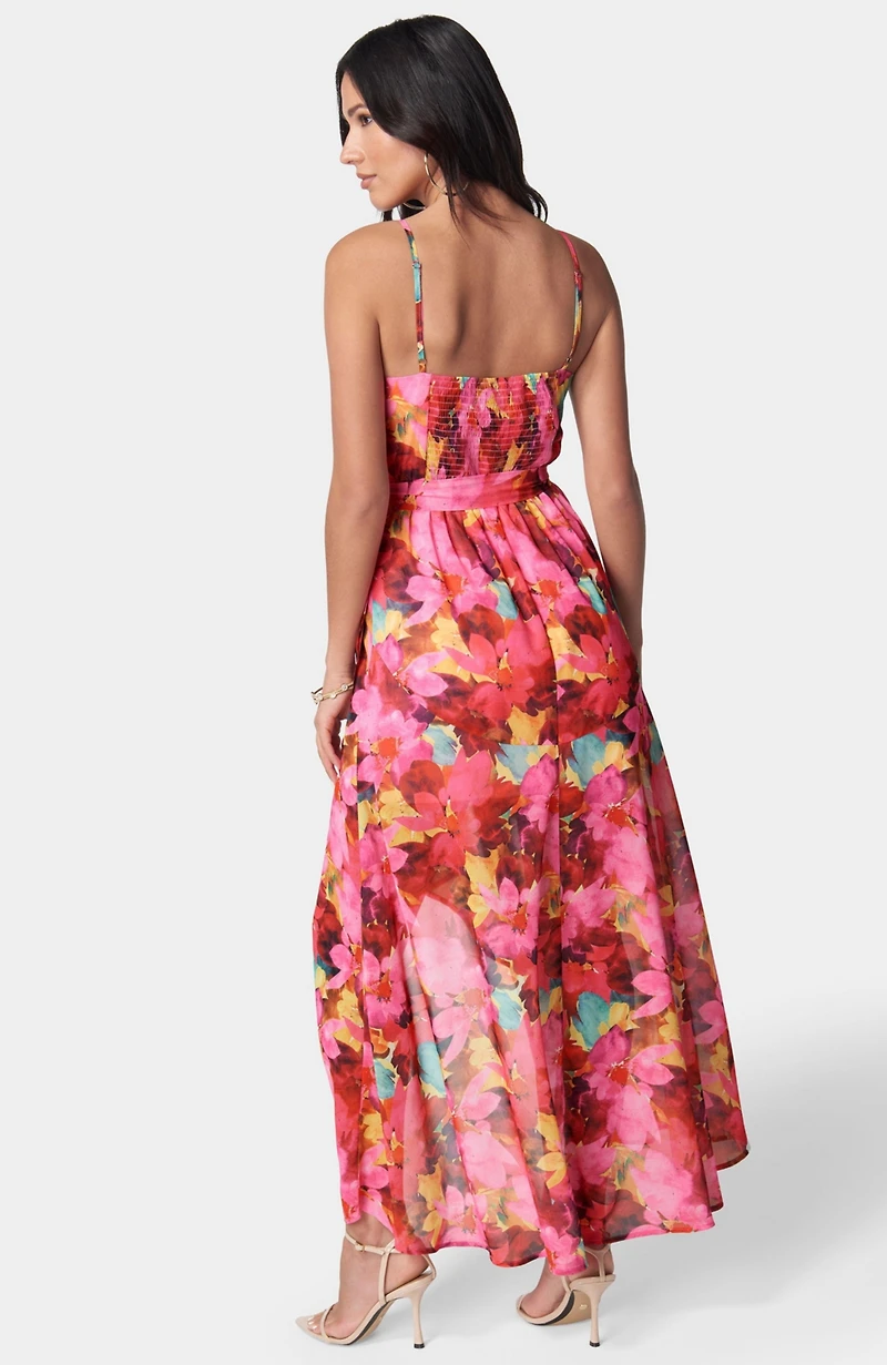 Bebe Women's Printed Ruffle Wrap Dress