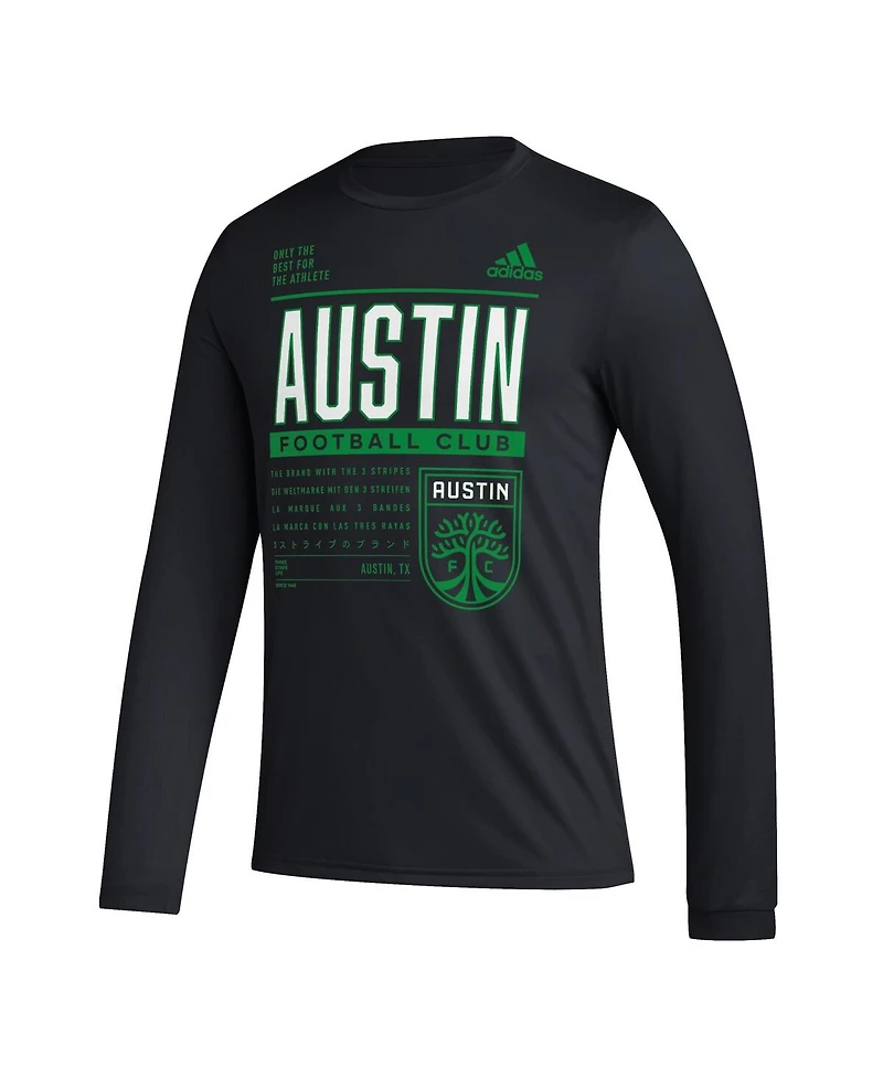 Adidas Men's Black Austin Fc Club Dna Long Sleeve Aeroready T-Shirt