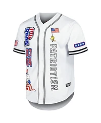 Freeze Max Men's White Peanuts Patriotism Baseball Jersey