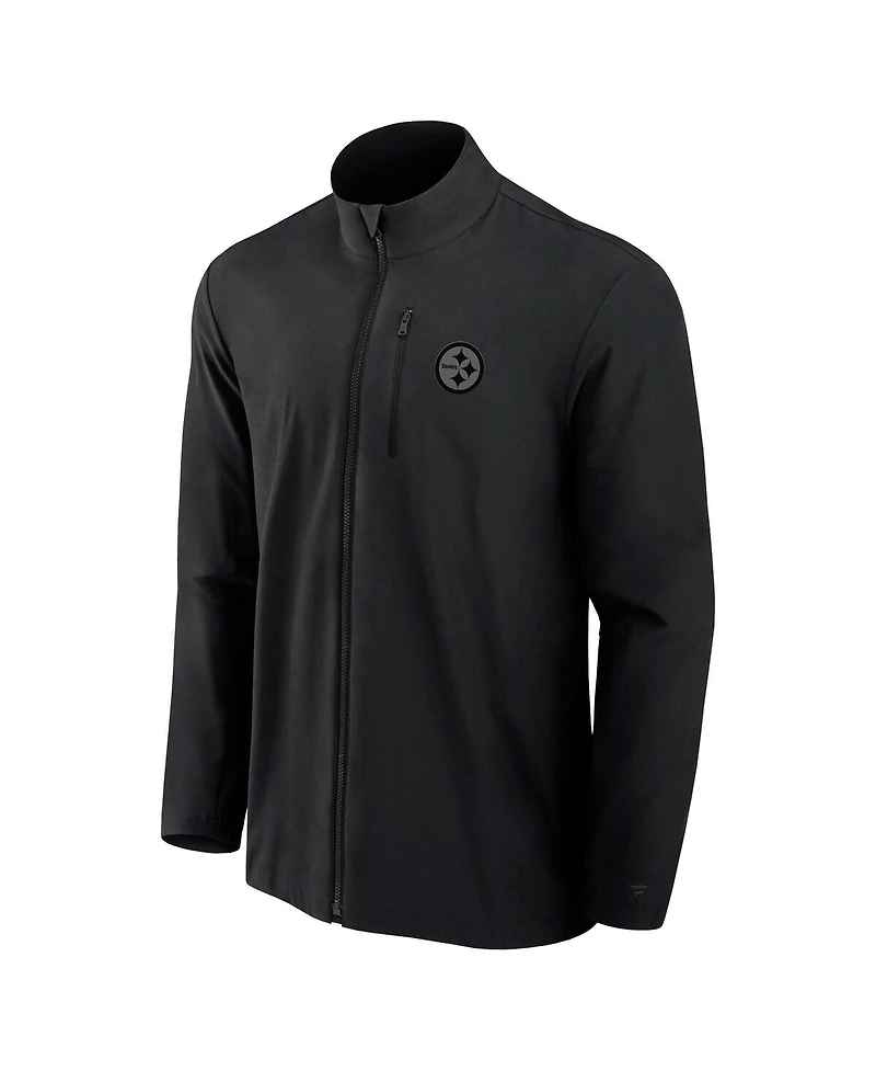 Fanatics Signature Men's Black Pittsburgh Steelers Front Office Woven Full-Zip Jacket