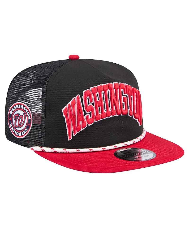 New Era Men's Black Washington Nationals Throwback Meshback Golfer Hat