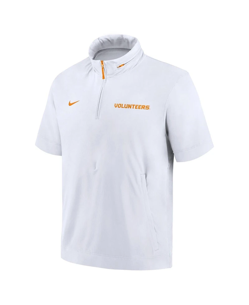 Nike Men's White Tennessee Volunteers 2024 Sideline Coach Short Sleeve Half-Zip Hoodie Jacket
