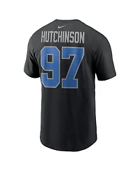 Nike Men's Aidan Hutchinson Black Detroit Lions Player Name Number T-Shirt