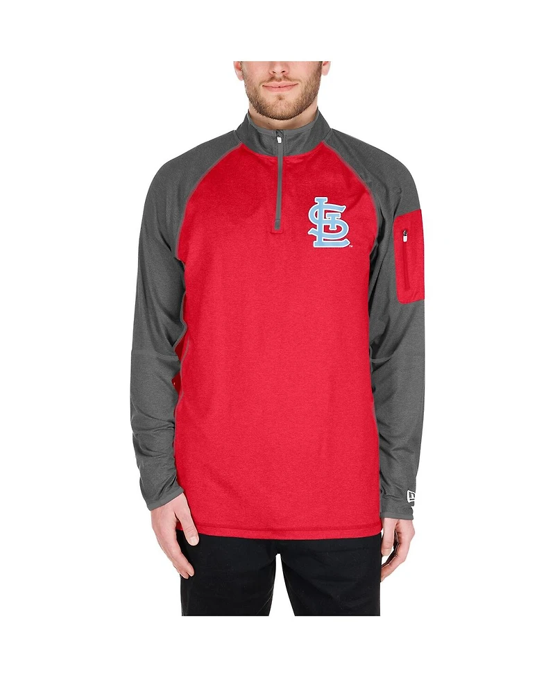 New Era Men's Red St. Louis Cardinals Father's Day Raglan Quarter-Zip Top