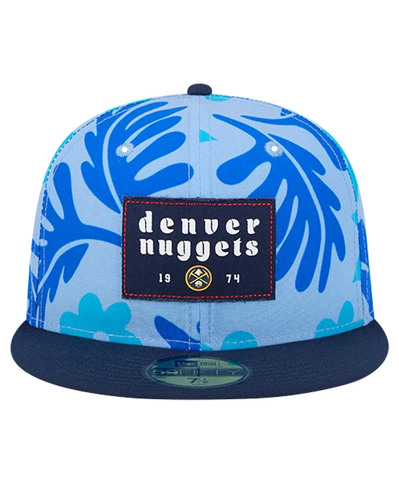 New Era Men's Blue Denver Nuggets Palm Fronds 2-Tone 59FIFTY Fitted Hat