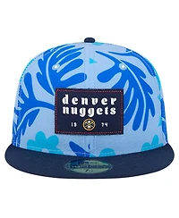 New Era Men's Blue Denver Nuggets Palm Fronds 2-Tone 59FIFTY Fitted Hat