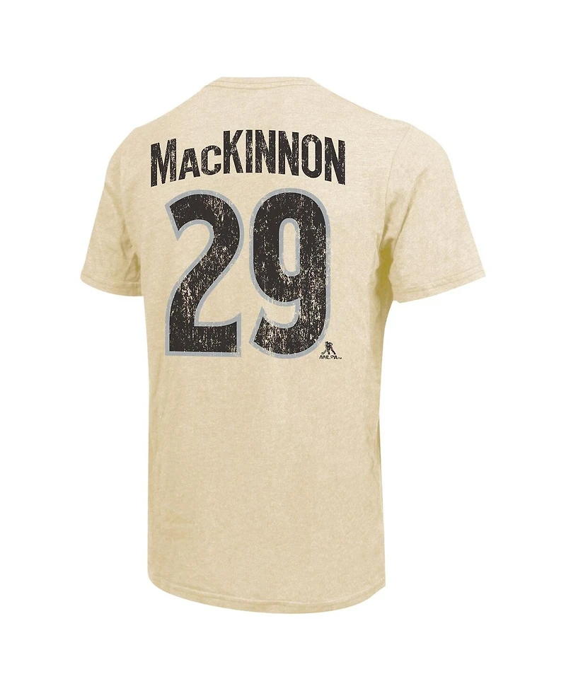 Majestic Threads Men's Nathan MacKinnon Cream Colorado Avalanche Dynasty Name Number Tri-Blend T-Shirt