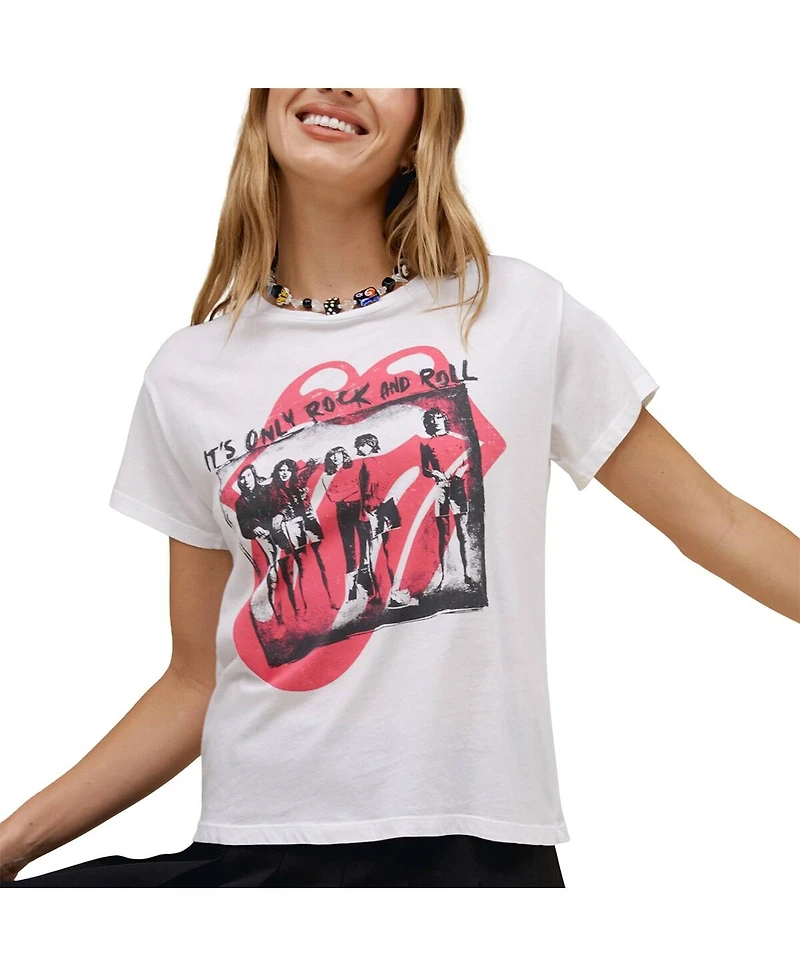 Daydreamer Women's White Rolling Stones Solo Graphic T-Shirt