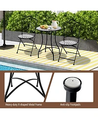 Slickblue 24 Inch Patio Bistro Table with Ceramic Tile Tabletop