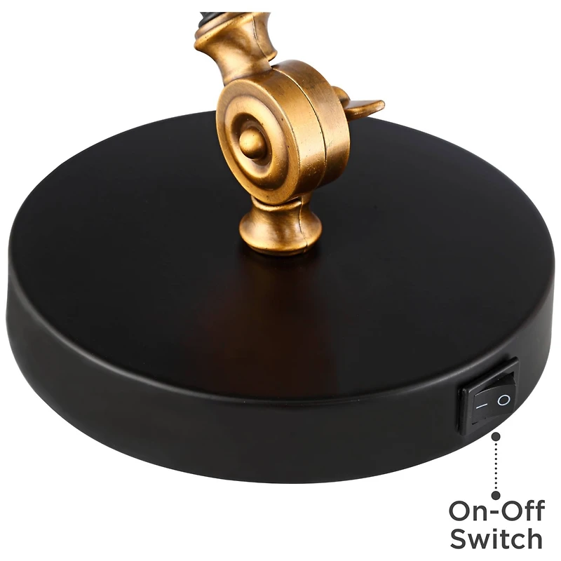 360 Lighting Taurus Industrial Rustic Desk Lamp 20" High Black Gold with Usb Charging Port Adjustable for Bedroom Living Room Bedside Nightstand