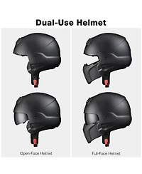 Ahr Motorcycle Helmet Open Face w/ Detachable Chin Guard Visor Dot Approved L