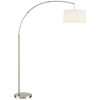360 Lighting Modern Arc Floor Lamp with Usb Charging Port 72" Tall Brushed Nickel White Drum Shade for Living Room Reading House