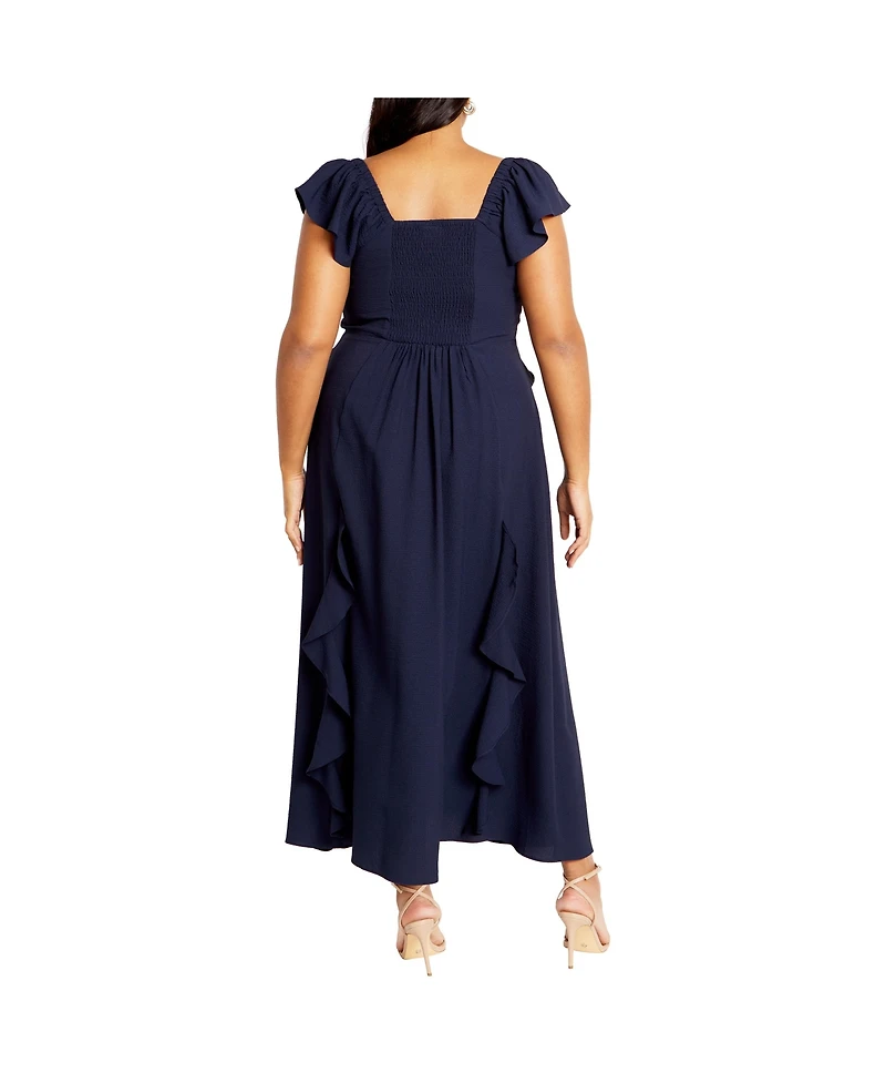 City Chic Plus Fee Frill Maxi Dress